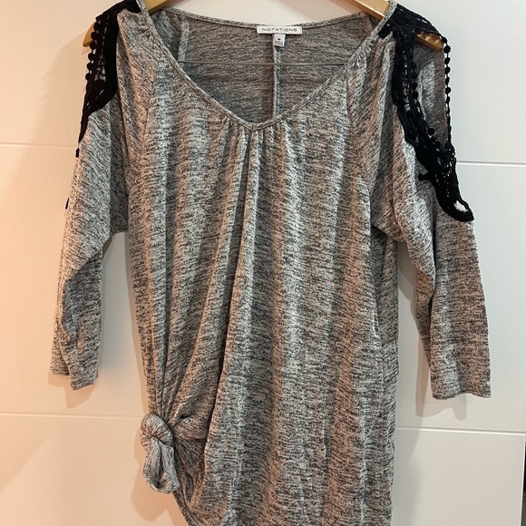 Notations Tops - Very unique top gray and black Notation